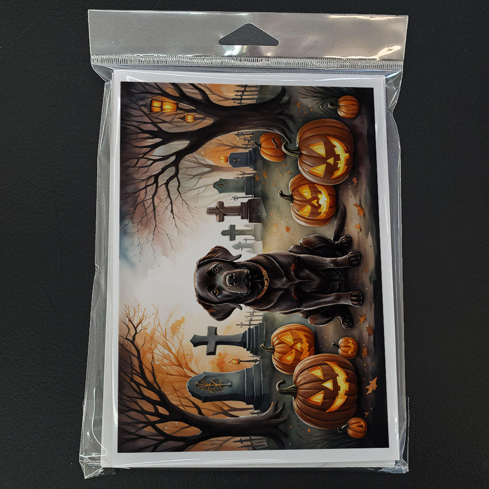 Chocolate Labrador Retriever Spooky Halloween Greeting Cards Pack of 8 Blank Cards with Envelopes Whimsical A7 Size 5x7