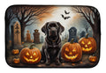 Chocolate Labrador Retriever Spooky Halloween Dish Drying Mat Absorbent Dish Drying Mat Pad for Kitchen Counter Dish Drainer Mat for Countertop, 14 x 21", Multicolor