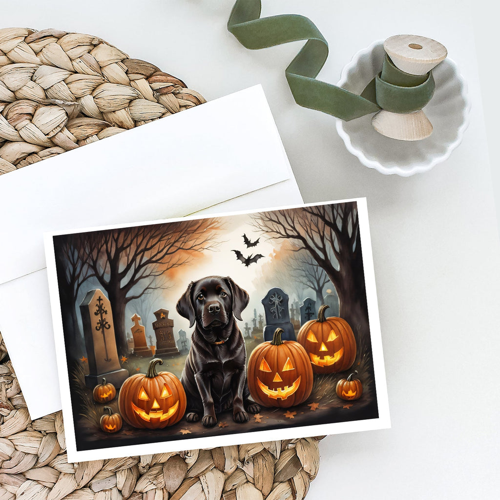 Chocolate Labrador Retriever Spooky Halloween Greeting Cards Pack of 8 Blank Cards with Envelopes Whimsical A7 Size 5x7