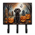 Chocolate Labrador Retriever Spooky Halloween Leash or Key Holder Wall Hooks, Coat Rack Wall Mount, for Hanging Keys, Towels, Aprons, Leashes