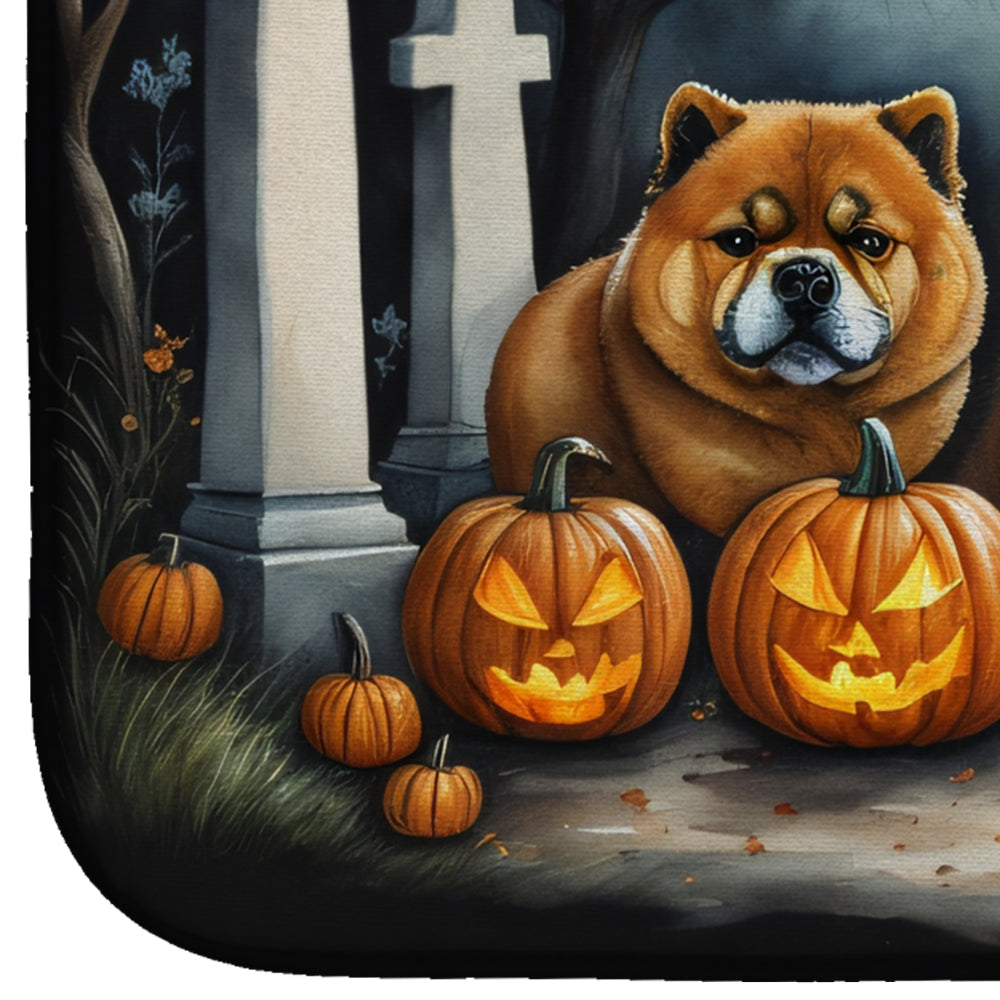 Chow Chow Spooky Halloween Dish Drying Mat Absorbent Dish Drying Mat Pad for Kitchen Counter Dish Drainer Mat for Countertop, 14 x 21", Multicolor