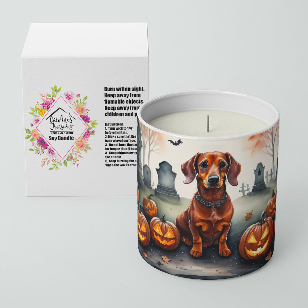 Dachshund Spooky Halloween Decorative Soy Candle Nature Soy Wax Essential Oil Home Decor Ideal for Bedroom Kitchen Bath Office Gift, 10 oz