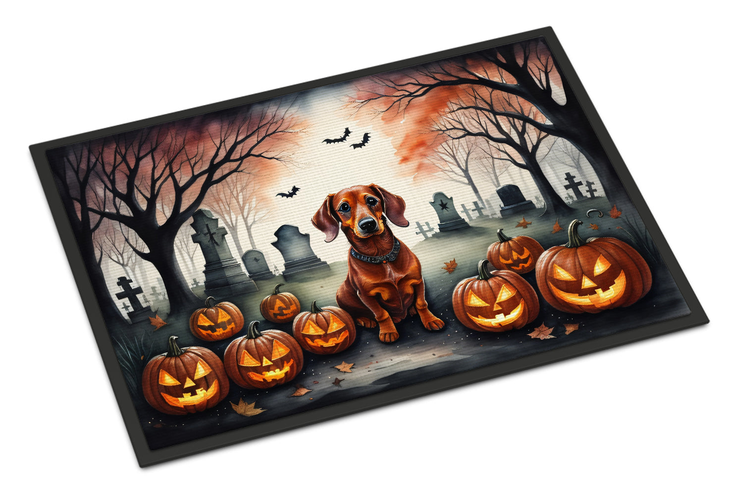 Dachshund Spooky Halloween Doormat Indoor Outdoor 24H X 36W Front Door Mat Rugs for Entryway, Non Slip Washable Low Pile,