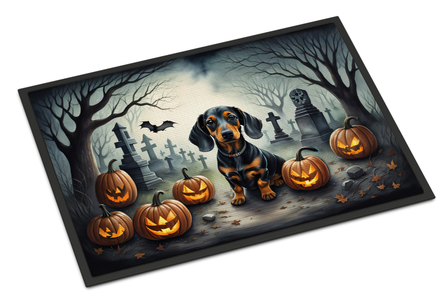 Dachshund Spooky Halloween Doormat Indoor Outdoor 24H X 36W Front Door Mat Rugs for Entryway, Non Slip Washable Low Pile,