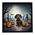 Dachshund Spooky Halloween Framed Metal Print Bathroom, Kitchen, Office, Home Decor Wall Art Ready to Hang, Square, 8X8