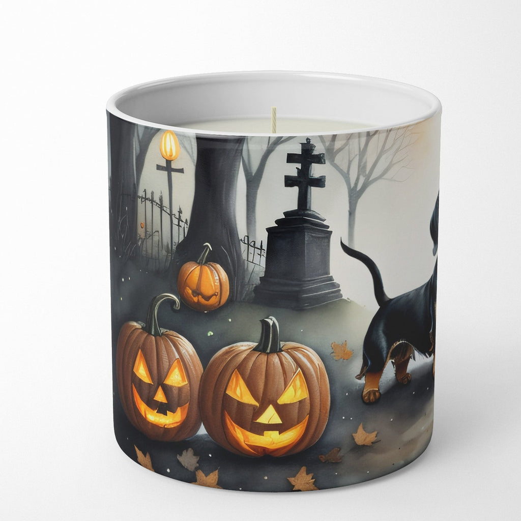 Dachshund Spooky Halloween Decorative Soy Candle Nature Soy Wax Essential Oil Home Decor Ideal for Bedroom Kitchen Bath Office Gift, 10 oz