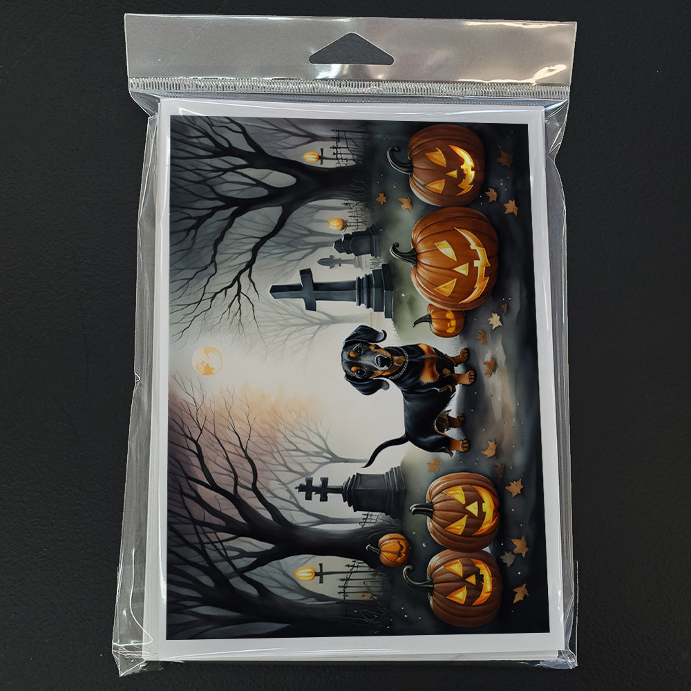 Dachshund Spooky Halloween Greeting Cards Pack of 8 Blank Cards with Envelopes Whimsical A7 Size 5x7