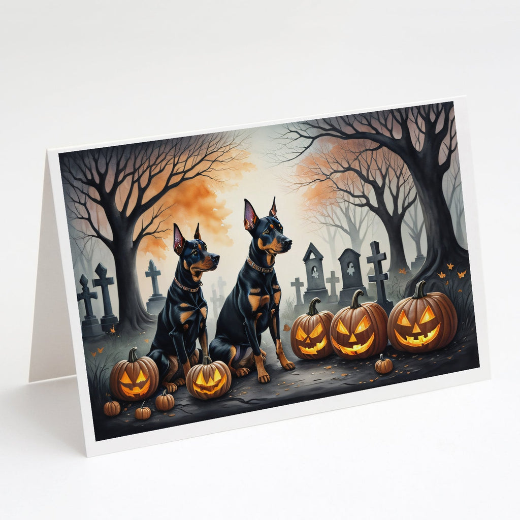 Doberman Pinscher Spooky Halloween Greeting Cards Pack of 8 Blank Cards with Envelopes Whimsical A7 Size 5x7