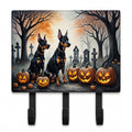 Doberman Pinscher Spooky Halloween Leash or Key Holder Wall Hooks, Coat Rack Wall Mount, for Hanging Keys, Towels, Aprons, Leashes