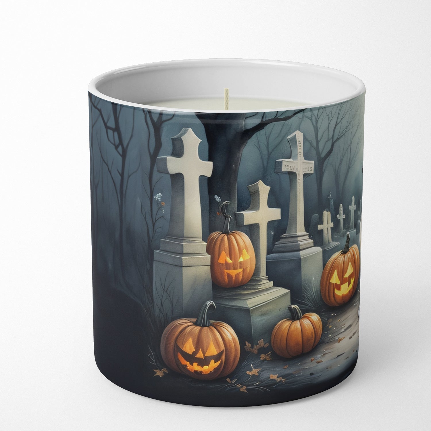 English Bulldog Spooky Halloween Decorative Soy Candle Nature Soy Wax Essential Oil Home Decor Ideal for Bedroom Kitchen Bath Office Gift, 10 oz