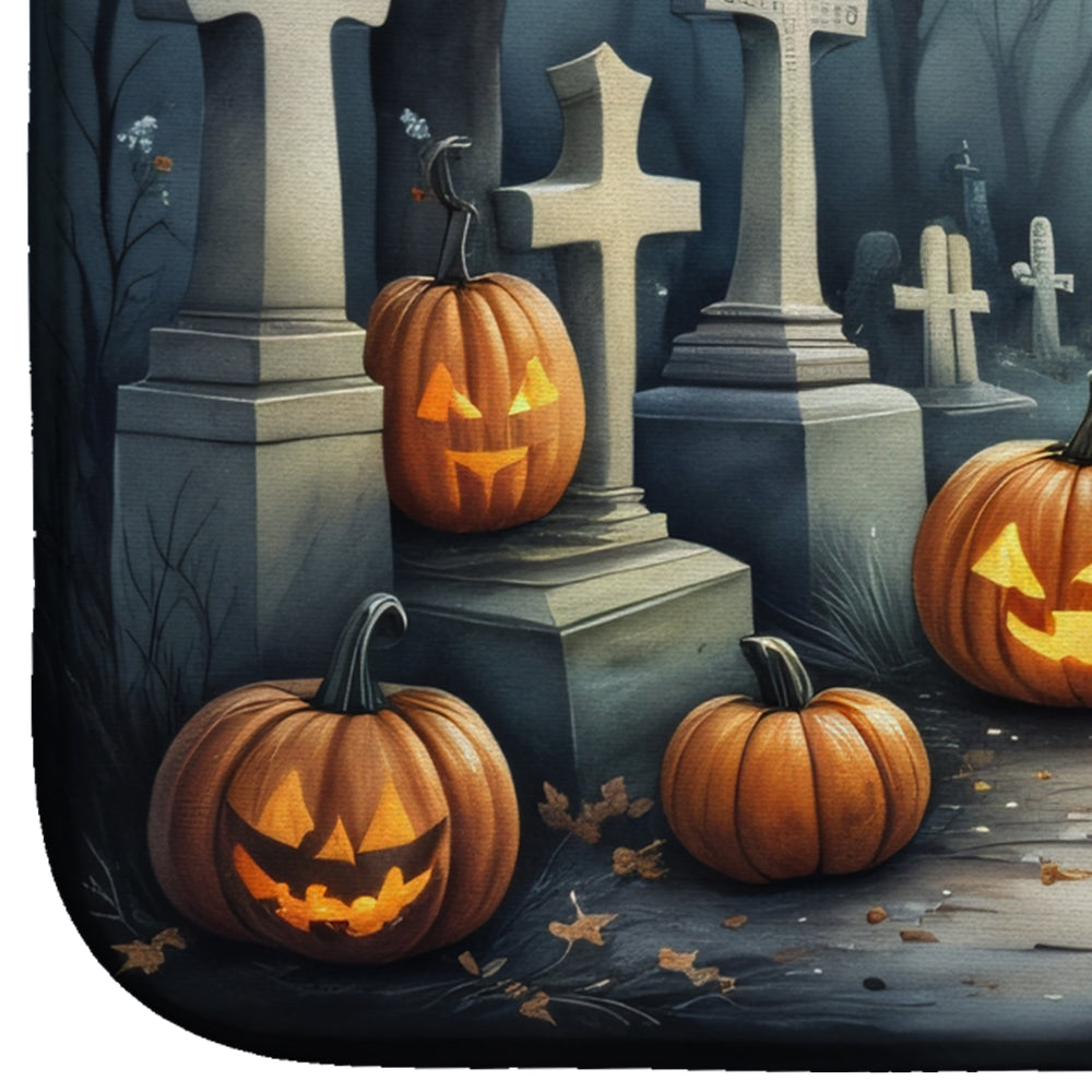 English Bulldog Spooky Halloween Dish Drying Mat Absorbent Dish Drying Mat Pad for Kitchen Counter Dish Drainer Mat for Countertop, 14 x 21", Multicolor