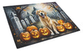 Golden Retriever Spooky Halloween Cutting Board Tempered Glass Kitchen Cutting Surface, Heat Resistant Chopping, Non-Slip Feet, Food Prep & Serving