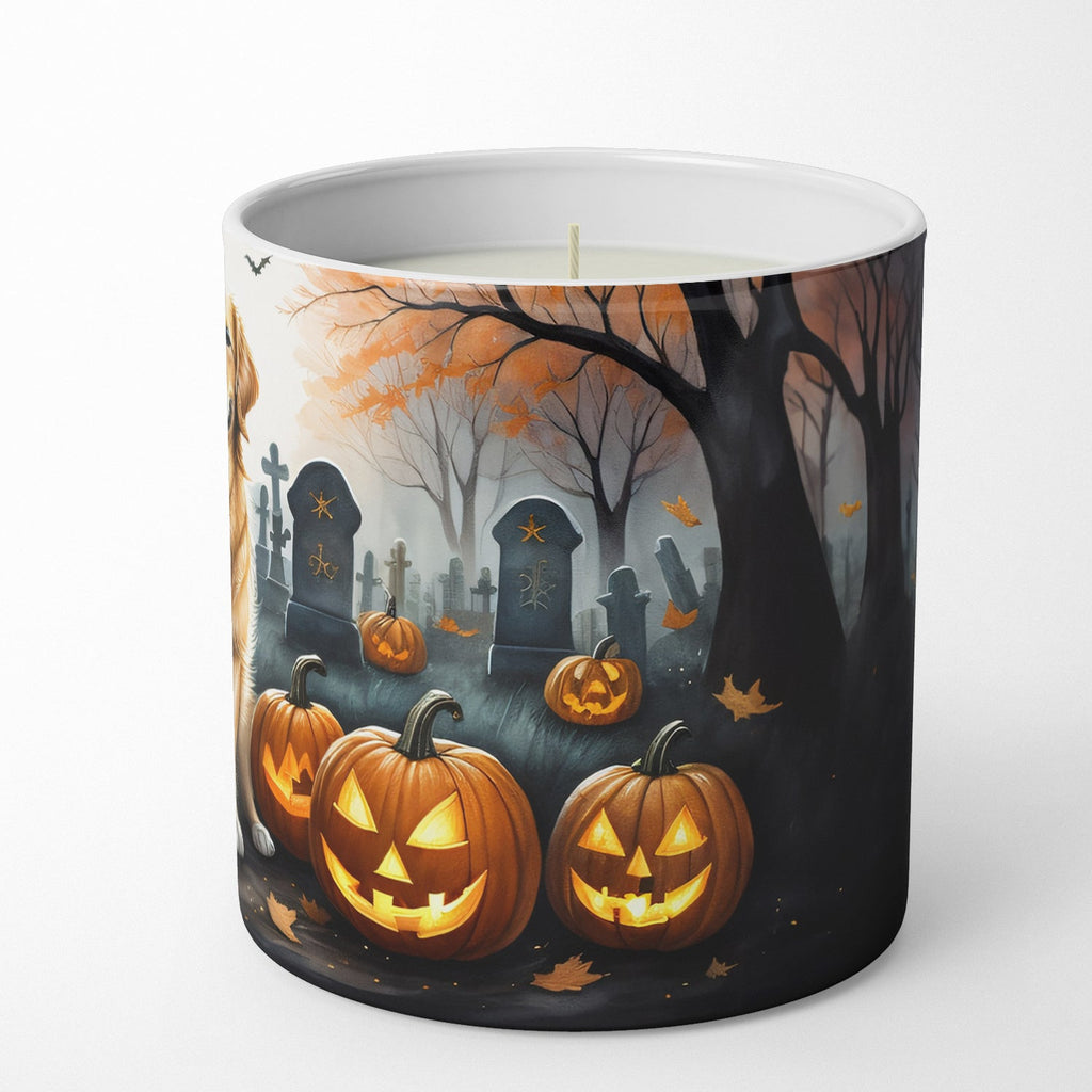 Golden Retriever Spooky Halloween Decorative Soy Candle Nature Soy Wax Essential Oil Home Decor Ideal for Bedroom Kitchen Bath Office Gift, 10 oz