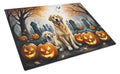 Golden Retriever Spooky Halloween Cutting Board Tempered Glass Kitchen Cutting Surface, Heat Resistant Chopping, Non-Slip Feet, Food Prep & Serving