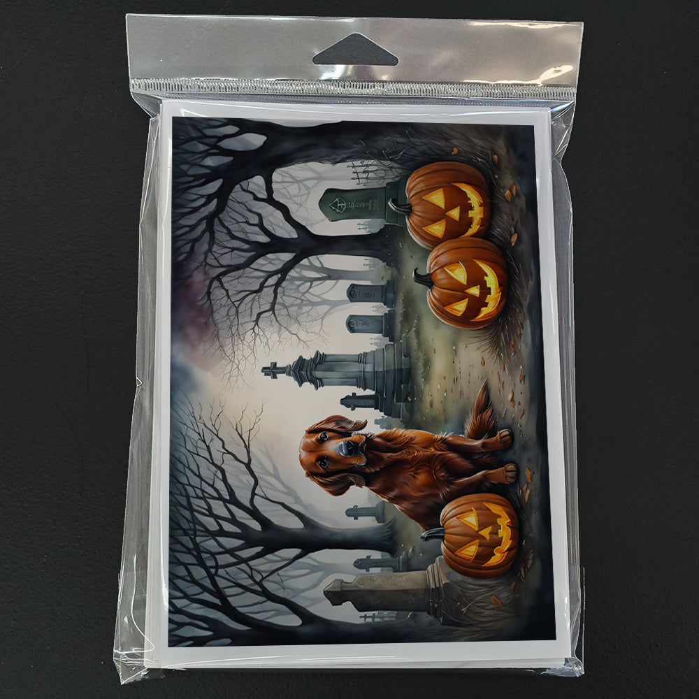 Irish Setter Spooky Halloween Greeting Cards Pack of 8 Blank Cards with Envelopes Whimsical A7 Size 5x7