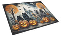 Keeshond Spooky Halloween Cutting Board Tempered Glass Kitchen Cutting Surface, Heat Resistant Chopping, Non-Slip Feet, Food Prep & Serving