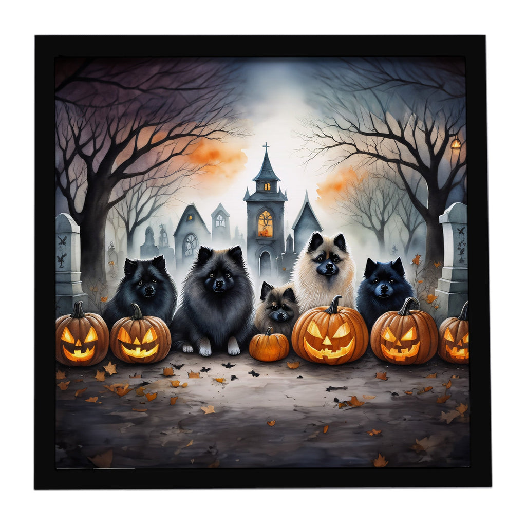 Keeshond Spooky Halloween Framed Metal Print Bathroom, Kitchen, Office, Home Decor Wall Art Ready to Hang, Square, 8X8