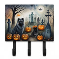 Keeshond Spooky Halloween Leash or Key Holder Wall Hooks, Coat Rack Wall Mount, for Hanging Keys, Towels, Aprons, Leashes