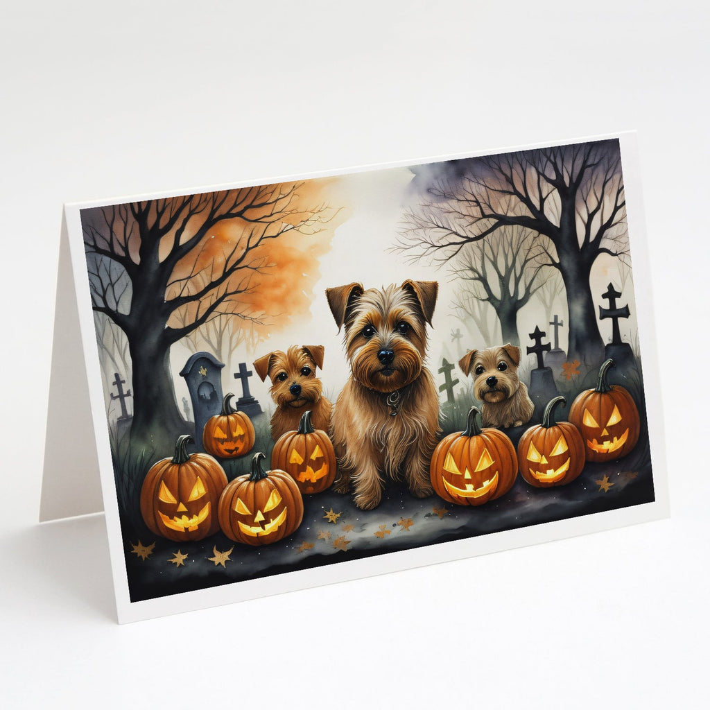 Norfolk Terrier Spooky Halloween Greeting Cards Pack of 8 Blank Cards with Envelopes Whimsical A7 Size 5x7