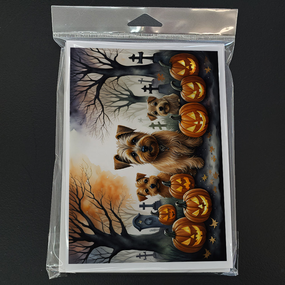 Norfolk Terrier Spooky Halloween Greeting Cards Pack of 8 Blank Cards with Envelopes Whimsical A7 Size 5x7