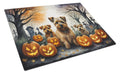 Norfolk Terrier Spooky Halloween Cutting Board Tempered Glass Kitchen Cutting Surface, Heat Resistant Chopping, Non-Slip Feet, Food Prep & Serving