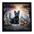 Scottish Terrier Spooky Halloween Framed Metal Print Bathroom, Kitchen, Office, Home Decor Wall Art Ready to Hang, Square, 8X8