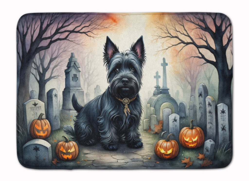 Scottish Terrier Spooky Halloween Memory Foam Kitchen Mat Machine Washable Anti-Fatigue Cushion Comfort Bath or Kitchen Rug