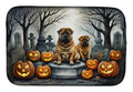 Shar Pei Spooky Halloween Dish Drying Mat Absorbent Dish Drying Mat Pad for Kitchen Counter Dish Drainer Mat for Countertop, 14 x 21", Multicolor