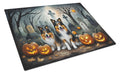 Sheltie Spooky Halloween Cutting Board Tempered Glass Kitchen Cutting Surface, Heat Resistant Chopping, Non-Slip Feet, Food Prep & Serving