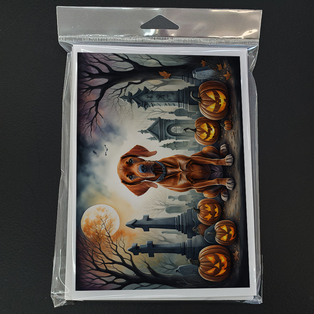 Vizsla Spooky Halloween Greeting Cards Pack of 8 Blank Cards with Envelopes Whimsical A7 Size 5x7