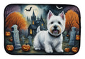 Westie Spooky Halloween Dish Drying Mat Absorbent Dish Drying Mat Pad for Kitchen Counter Dish Drainer Mat for Countertop, 14 x 21", Multicolor