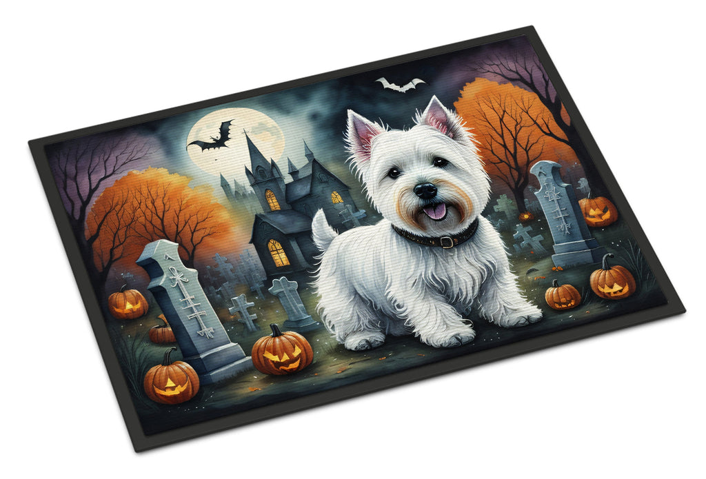 Westie Spooky Halloween Doormat Indoor Outdoor 24H X 36W Front Door Mat Rugs for Entryway, Non Slip Washable Low Pile,