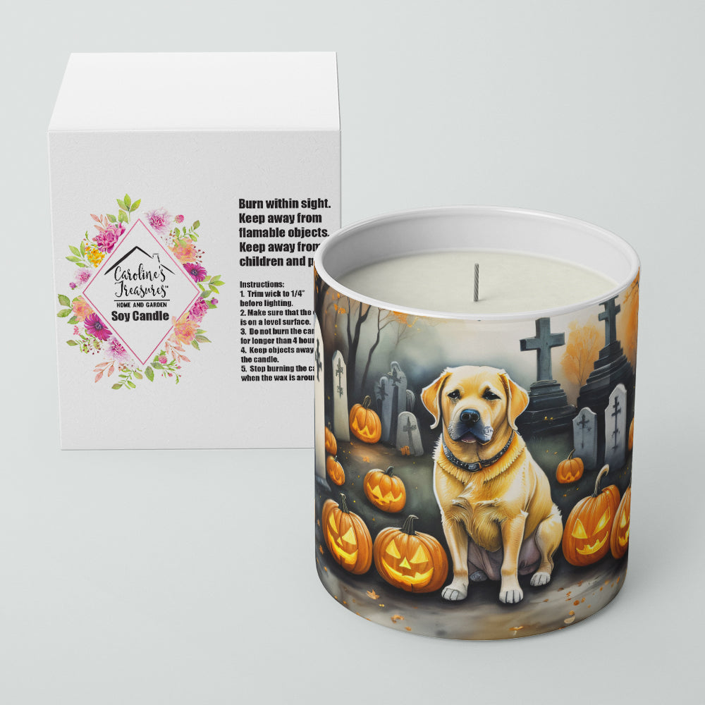 Yellow Labrador Retriever Spooky Halloween Decorative Soy Candle Nature Soy Wax Essential Oil Home Decor Ideal for Bedroom Kitchen Bath Office Gift, 10 oz
