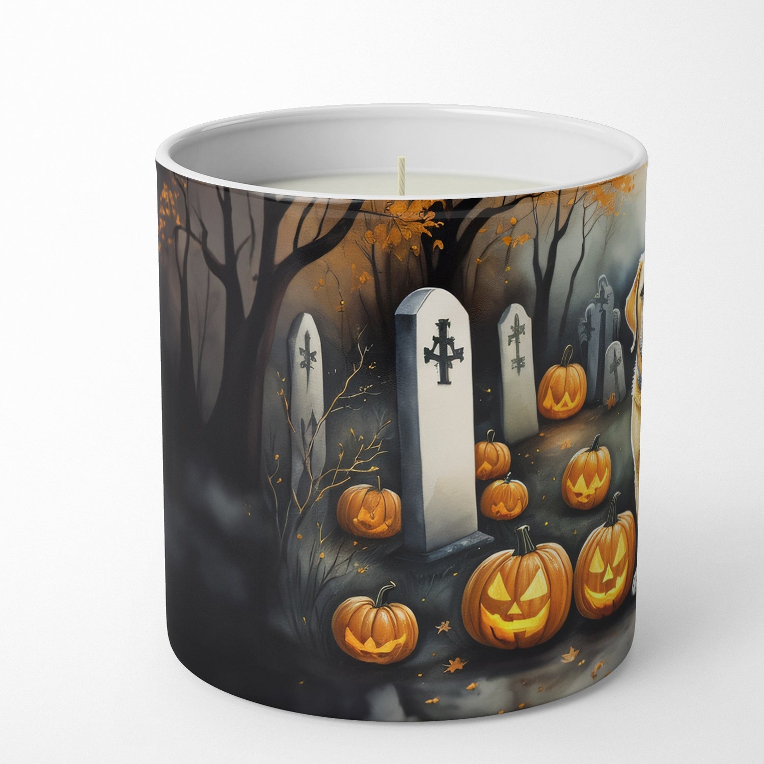 Yellow Labrador Retriever Spooky Halloween Decorative Soy Candle Nature Soy Wax Essential Oil Home Decor Ideal for Bedroom Kitchen Bath Office Gift, 10 oz