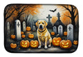 Yellow Labrador Retriever Spooky Halloween Dish Drying Mat Absorbent Dish Drying Mat Pad for Kitchen Counter Dish Drainer Mat for Countertop, 14 x 21", Multicolor