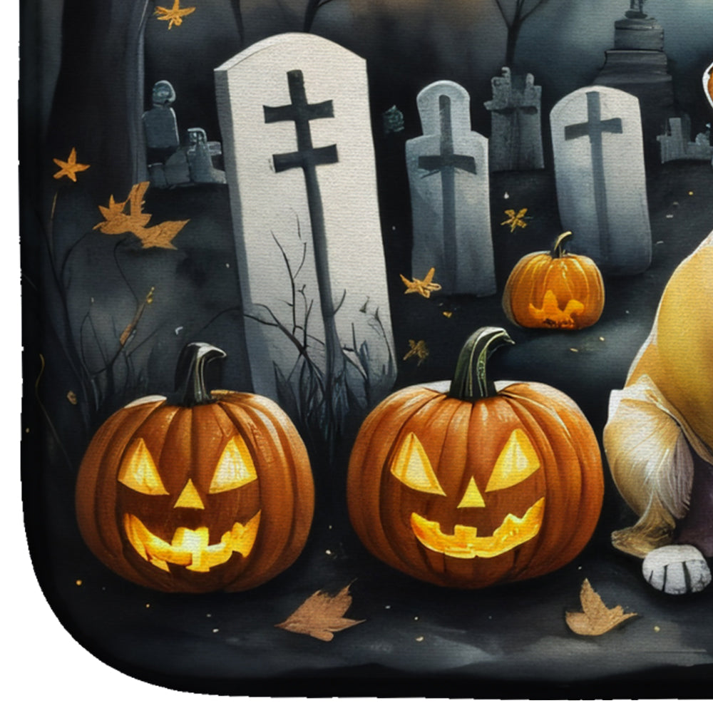 Yellow Labrador Retriever Spooky Halloween Dish Drying Mat Absorbent Dish Drying Mat Pad for Kitchen Counter Dish Drainer Mat for Countertop, 14 x 21", Multicolor