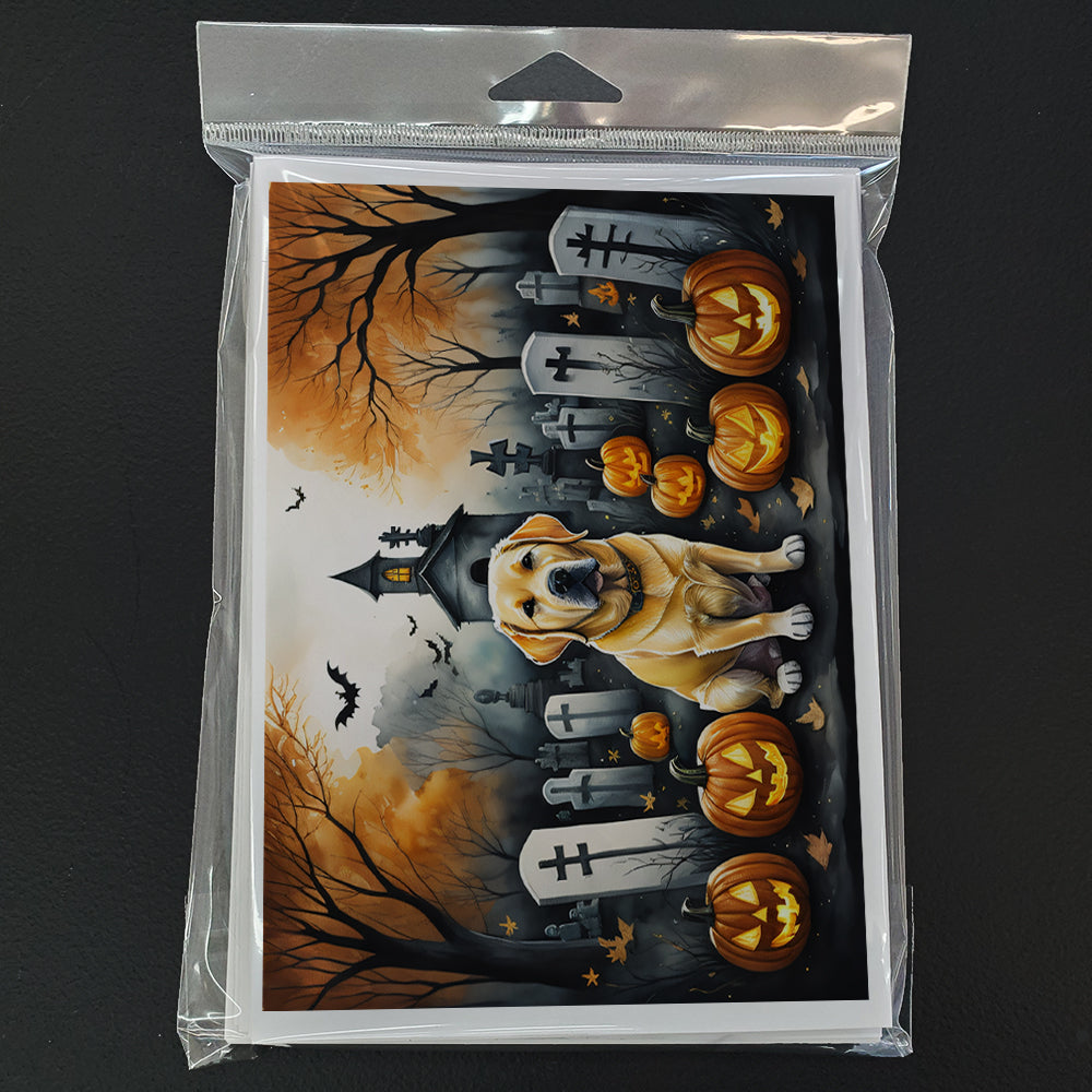 Yellow Labrador Retriever Spooky Halloween Greeting Cards Pack of 8 Blank Cards with Envelopes Whimsical A7 Size 5x7