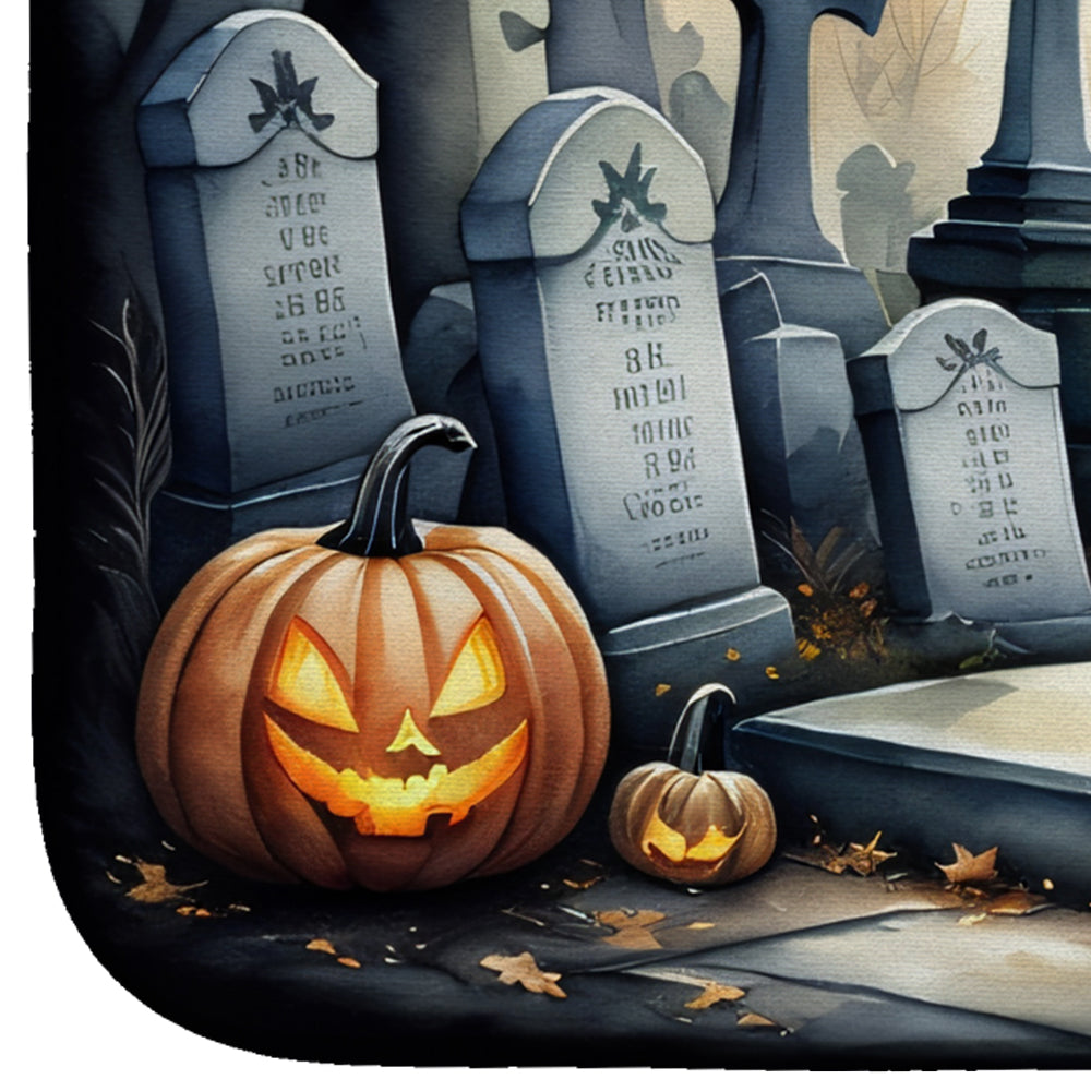 Yorkshire Terrier Spooky Halloween Dish Drying Mat Absorbent Dish Drying Mat Pad for Kitchen Counter Dish Drainer Mat for Countertop, 14 x 21", Multicolor
