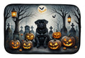 Black Pug Spooky Halloween Dish Drying Mat Absorbent Dish Drying Mat Pad for Kitchen Counter Dish Drainer Mat for Countertop, 14 x 21", Multicolor