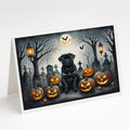 Black Pug Spooky Halloween Greeting Cards Pack of 8 Blank Cards with Envelopes Whimsical A7 Size 5x7