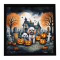Poodle Spooky Halloween Framed Metal Print Bathroom, Kitchen, Office, Home Decor Wall Art Ready to Hang, Square, 8X8