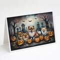 Pomeranian Spooky Halloween Greeting Cards Pack of 8 Blank Cards with Envelopes Whimsical A7 Size 5x7