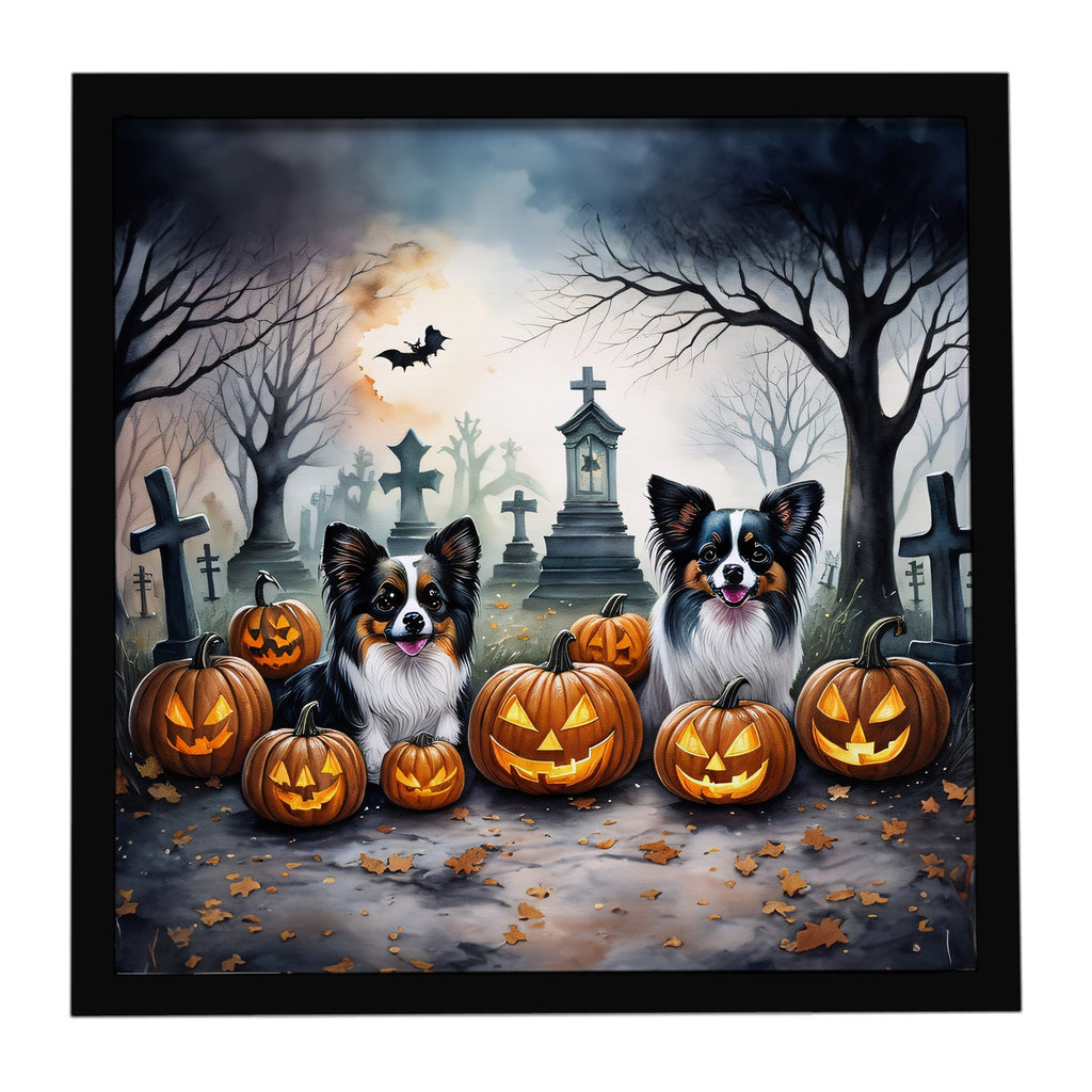 Papillon Spooky Halloween Framed Metal Print Bathroom, Kitchen, Office, Home Decor Wall Art Ready to Hang, Square, 8X8