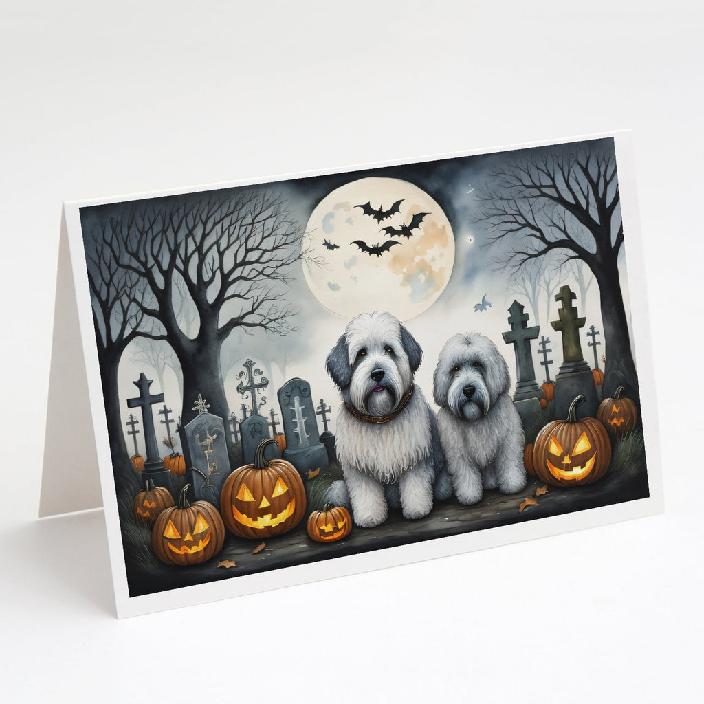 Old English Sheepdog Spooky Halloween Greeting Cards Pack of 8 Blank Cards with Envelopes Whimsical A7 Size 5x7