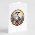 Italian Greyhound and Flowers Greeting Cards Pack of 8 Blank Cards with Envelopes Whimsical A7 Size 5x7