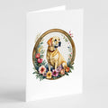 Yellow Labrador Retriever and Flowers Greeting Cards Pack of 8 Blank Cards with Envelopes Whimsical A7 Size 5x7