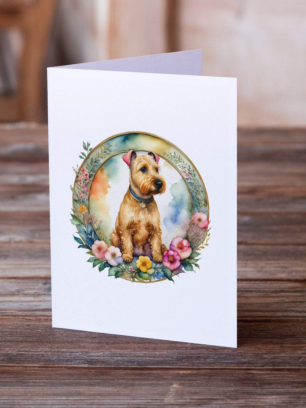 Lakeland Terrier and Flowers Greeting Cards Pack of 8 Blank Cards with Envelopes Whimsical A7 Size 5x7
