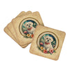 Maltese and Flowers Foam Coasters Set of 4 Cup Coasters for Indoor Outdoor, Tabletop Protection, Anti Slip, Mouse pad Material