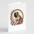 Mastiff and Flowers Greeting Cards Pack of 8 Blank Cards with Envelopes Whimsical A7 Size 5x7