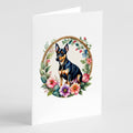 Miniature Pinscher and Flowers Greeting Cards Pack of 8 Blank Cards with Envelopes Whimsical A7 Size 5x7